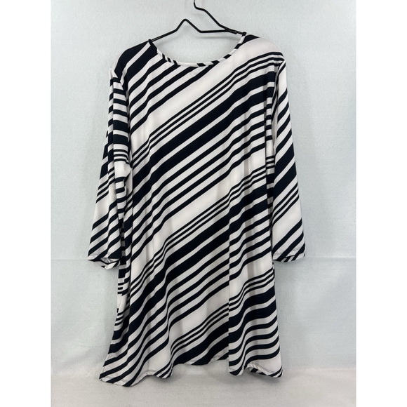 Anthony Richards Womens Black White Striped Tunic Top Blouse Size 3X Vintage - Picture 6 of 11